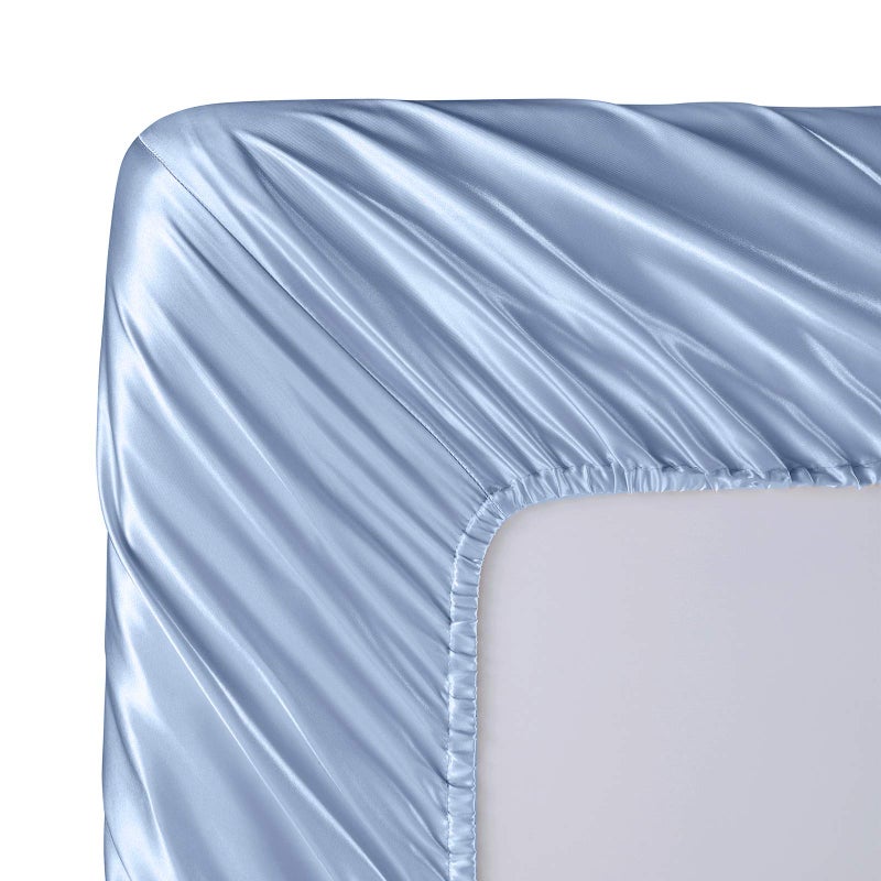 SiinvdaBZX 3Pcs Satin Sheet Set Twin Size Ultra Silky Soft Baby Blue Satin Twin Bed Sheets with Deep Pocket  1 Fitted Sheet  1 Flat Sheet  1 Envelope Closure Pillowcases - Image 5